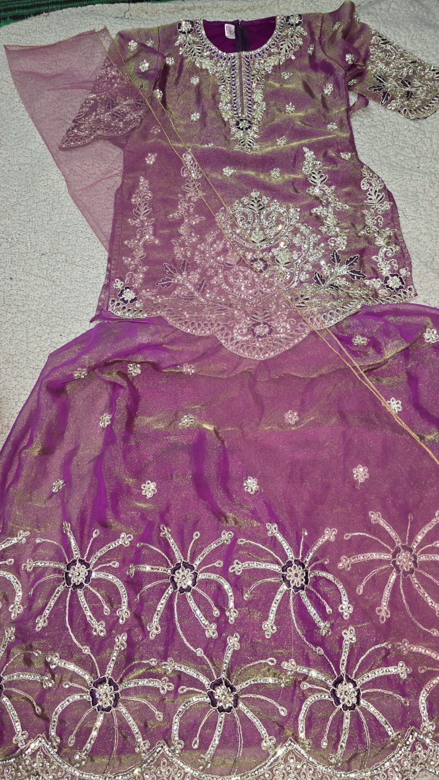 Girls Royal Purple Embroidered Lehenga Choli Set with Dupatta