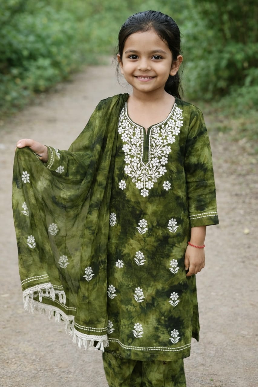 Graceful Green Lucknowi Embroidered Suit Set